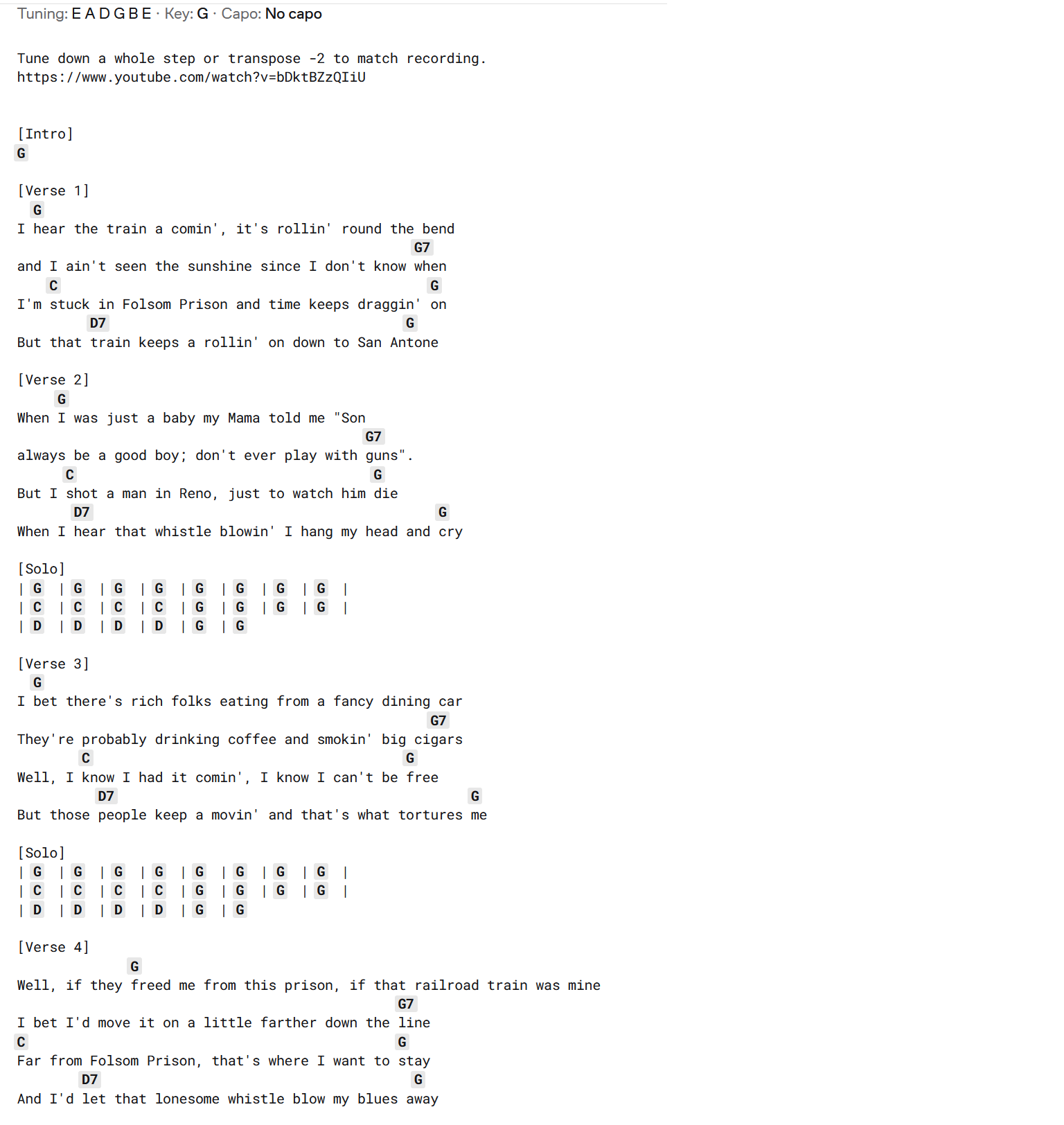 Folsom Prison Blues by Johnny Cash