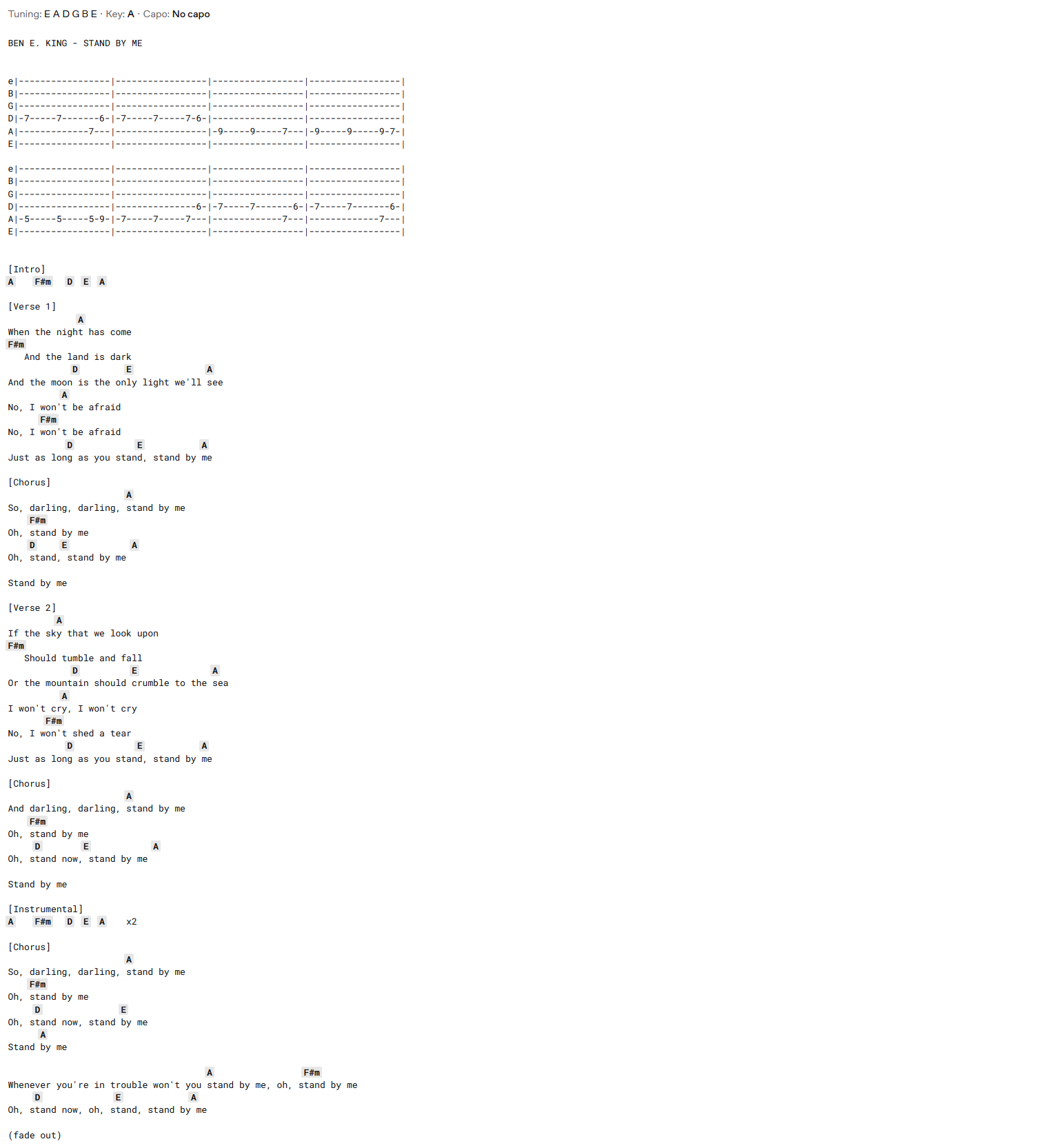 Stand by me by Ben.E. King 